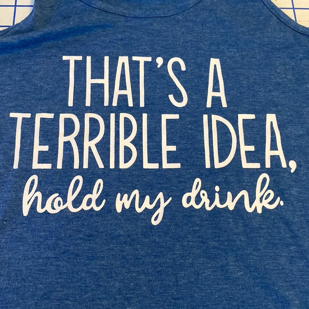 Women's Funny Hold My Drink Ladies Racerback Tank Top Medium Terrible Idea Gym